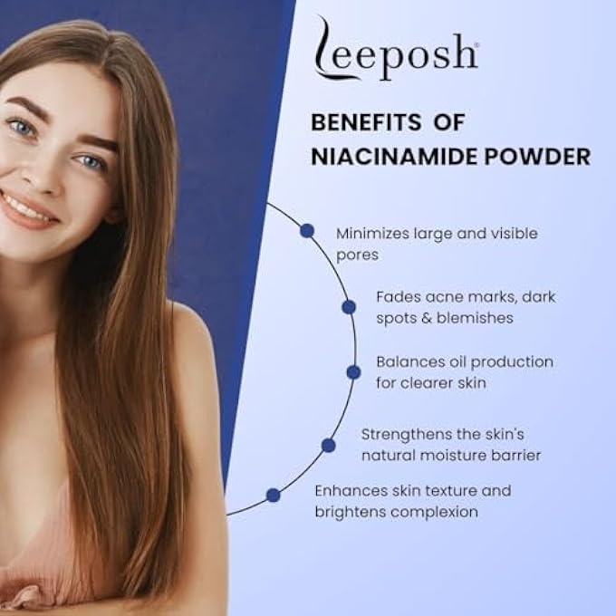 leeposh NIACINAMIDE POWDER VITAMIN B3 POWDER FOR MAKING SKIN BRIGHTENING SERUM, CREAM FOR 20 GM - Image 2